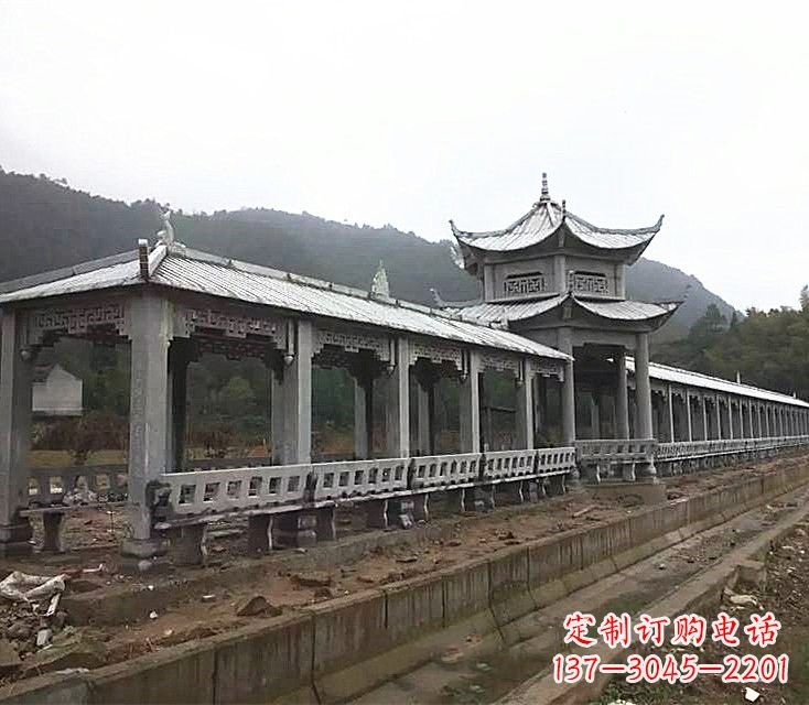 贵州中领雕塑定制精美的公园石雕亭子长廊