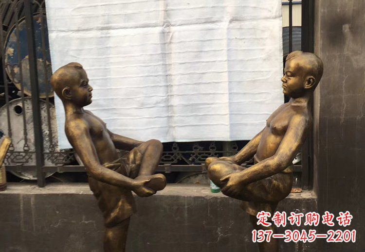 贵州公园铜雕儿童玩游戏人物雕塑