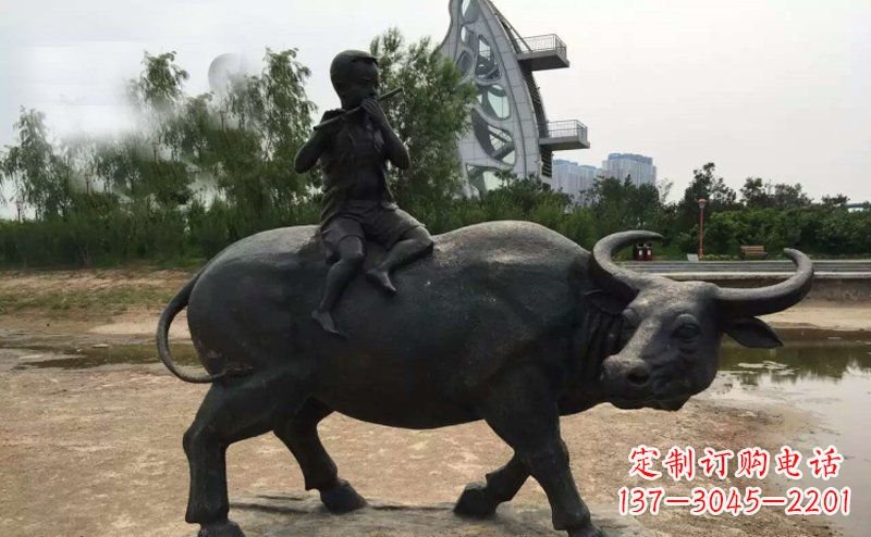 贵州铜雕牧童与犊子雕塑