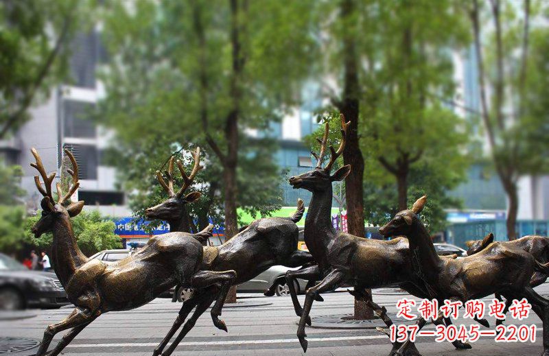 贵州艺术精美的铜雕群鹿动物雕塑