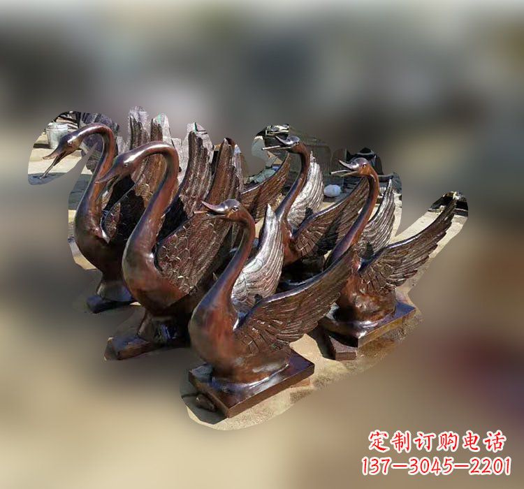 贵州优雅美丽的铜雕天鹅塑料