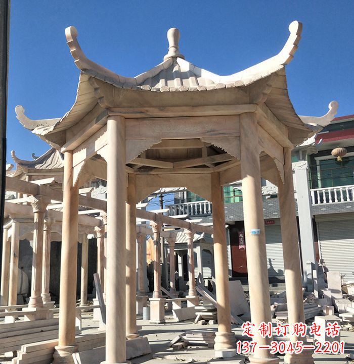 贵州公园晚霞红凉亭雕塑