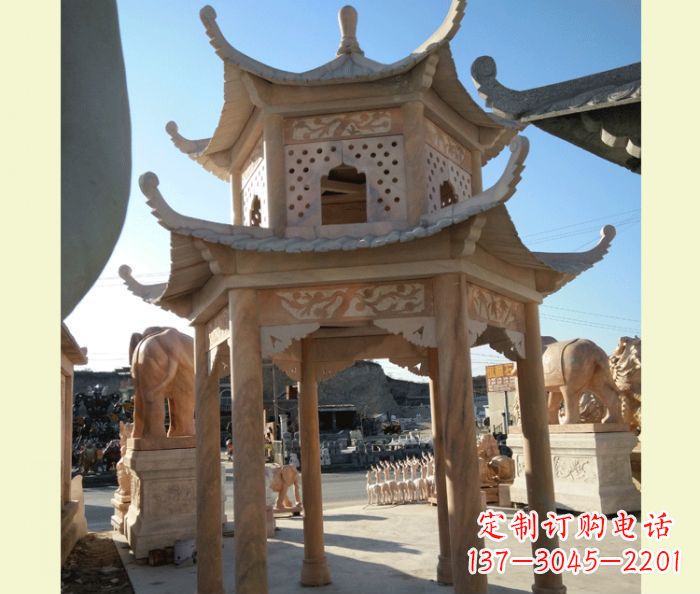 贵州中式双层石雕凉亭