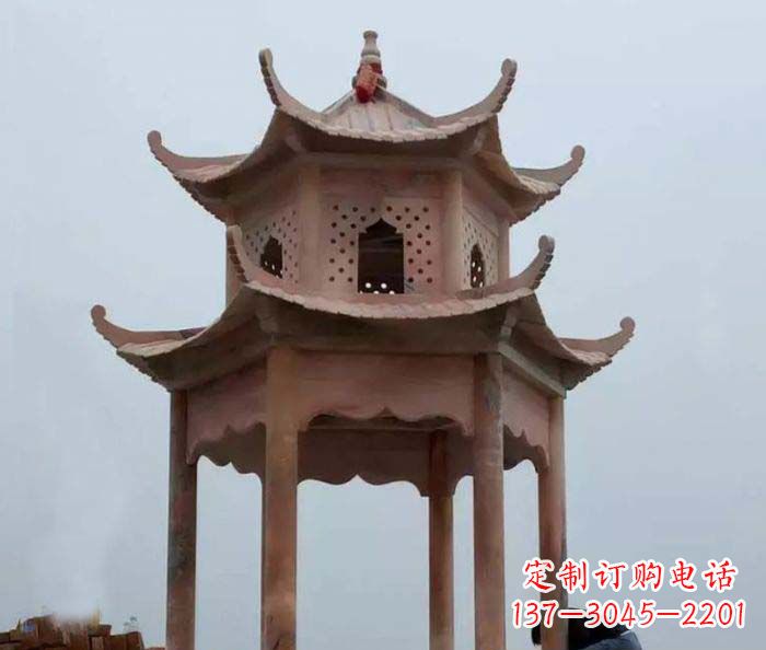 贵州中领雕塑双层六角石雕凉亭