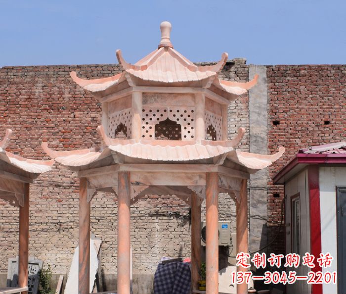 贵州中领雕塑精致双层石头凉亭雕塑