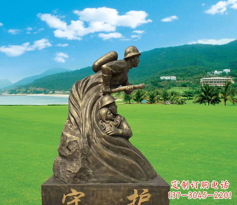 贵州弘扬消防文化的消防员雕塑
