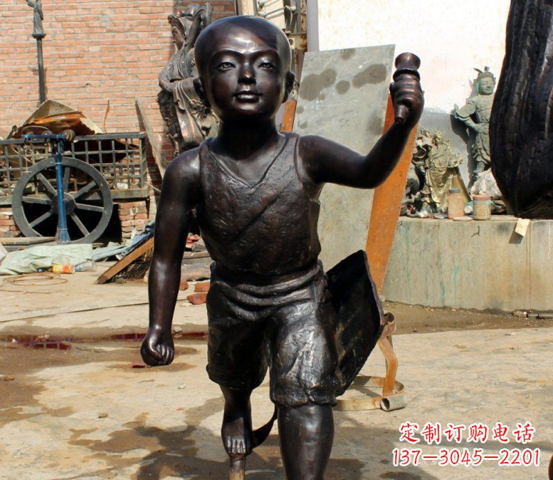 贵州打造完美的小孩铜雕,让童趣活跃