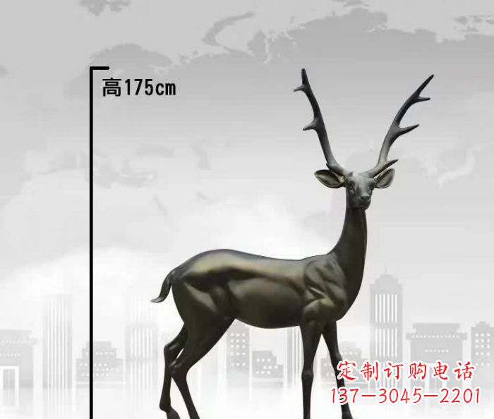 贵州公园小鹿铜雕 (3)