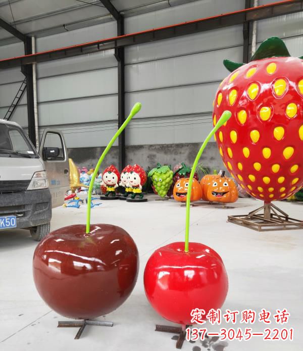 贵州领雕塑玻璃钢仿真樱桃水果雕塑