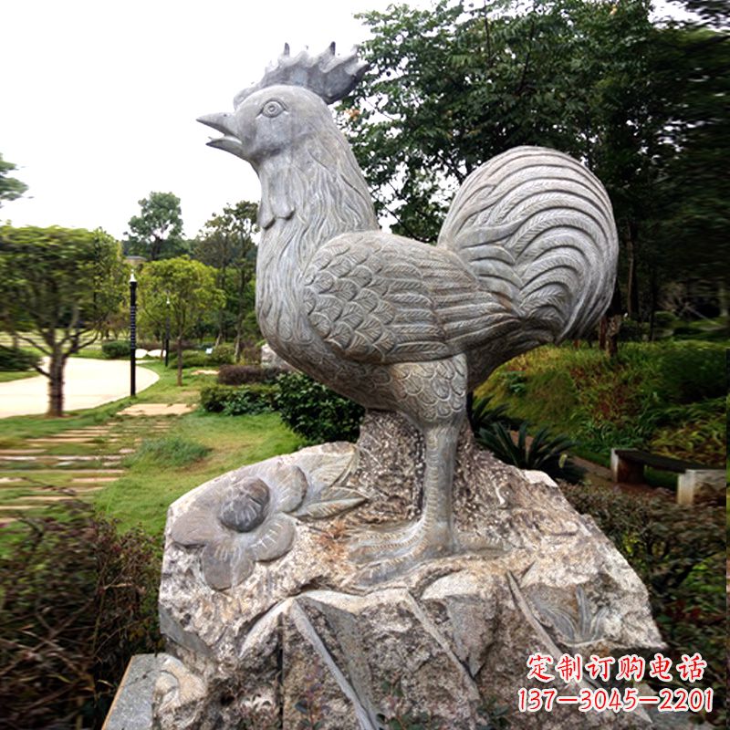贵州公园园林石雕酉鸡生肖动物景观雕塑
