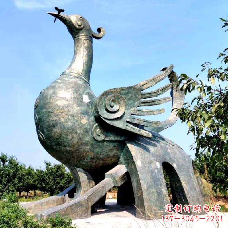 贵州公园园林朱雀铜雕景观雕塑