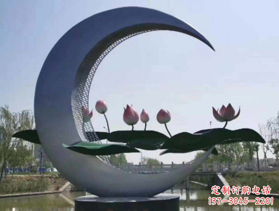 贵州公园月亮不锈钢景观装饰雕塑