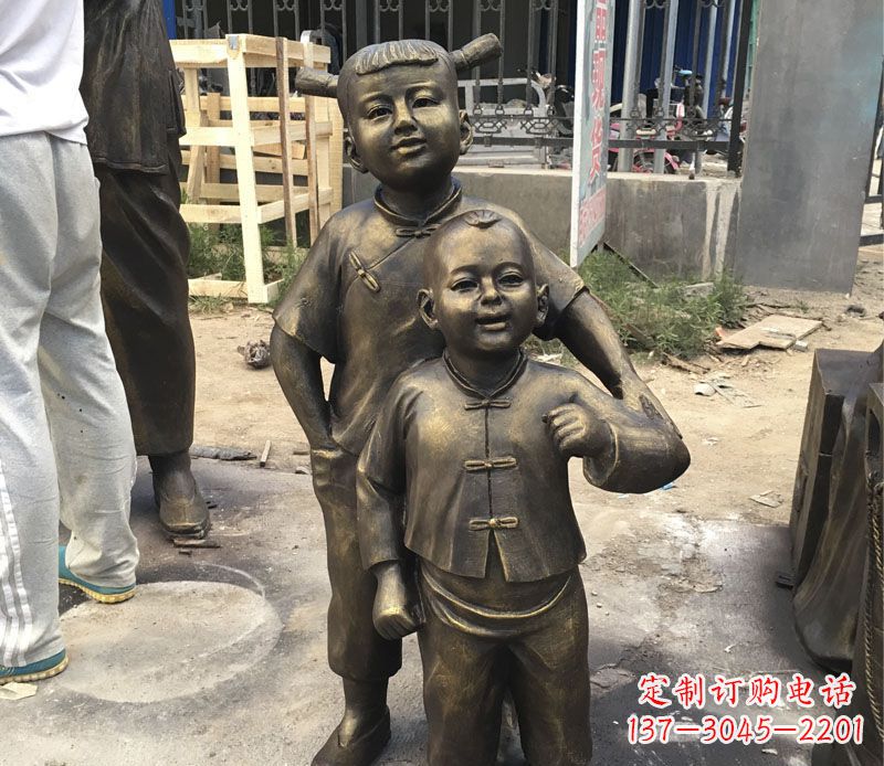 贵州中领雕塑纯手工古典儿童铜雕