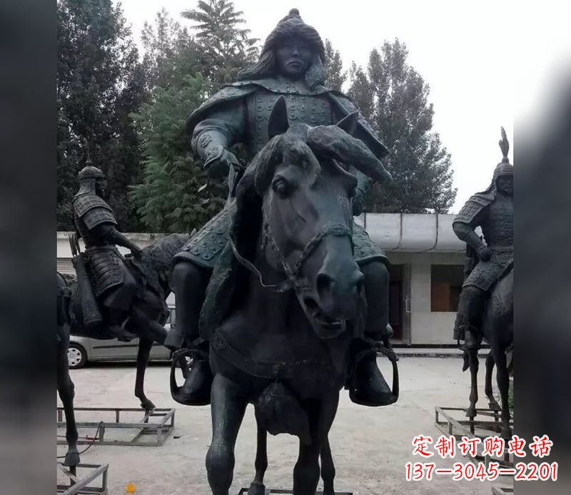 贵州英姿飒爽古代将军骑马铜雕