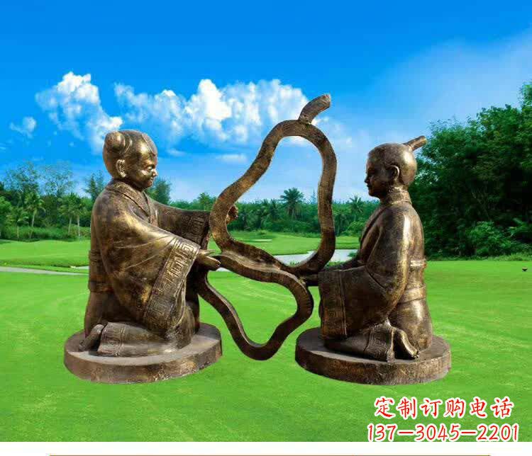 贵州精美古代孔融让梨人物铜雕