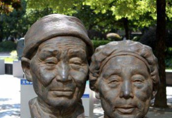 贵州老年夫妻头像铜雕