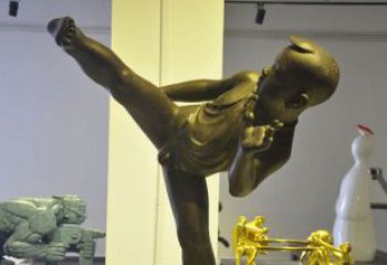 贵州领雕塑男孩练功夫铜雕