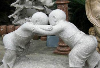 贵州可爱小孩摔跤石雕
