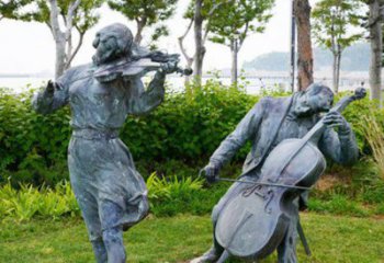 贵州双面演奏大提琴&小提琴铜雕塑