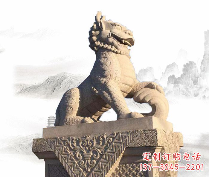 贵州精美古典大理石麒麟石雕