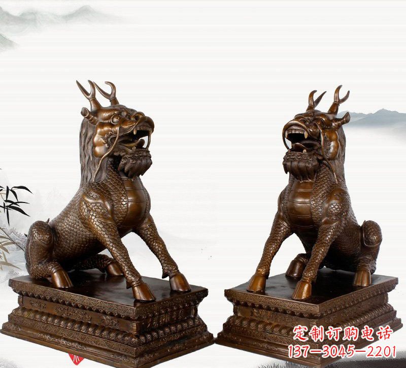 贵州古典神麒麟铜雕,馥玉臻品