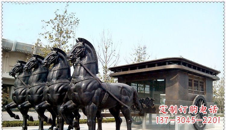 贵州传统古典马车铜雕塑