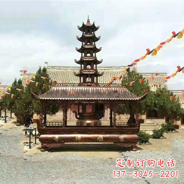 贵州全新古典铜香炉雕龙塑型双耳方形器皿