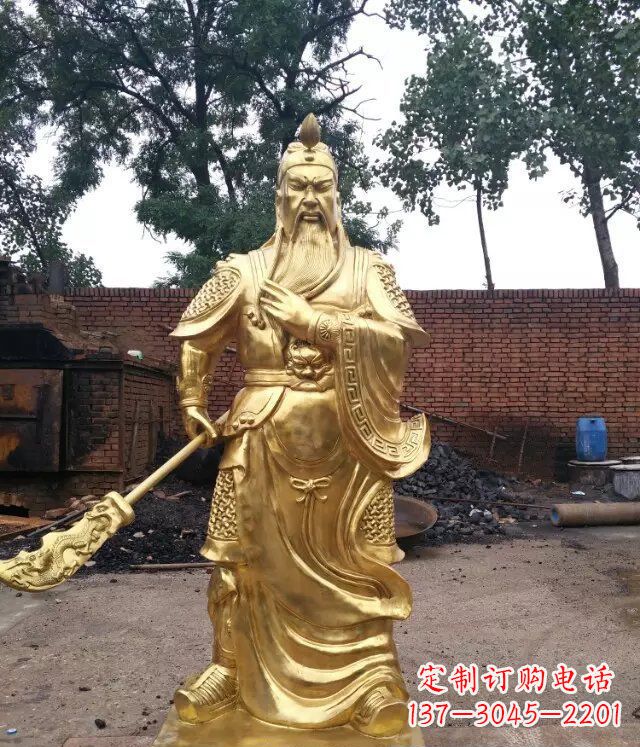 贵州关公提刀武财神铜雕,展现神秘而又令人敬畏的力量