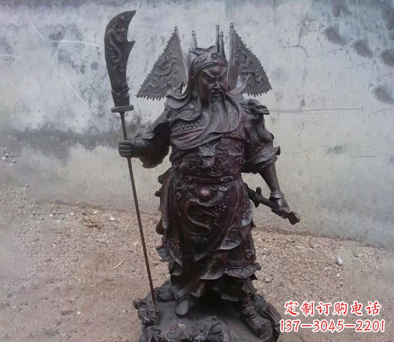 贵州来自中国神话传说的关公提刀铜雕