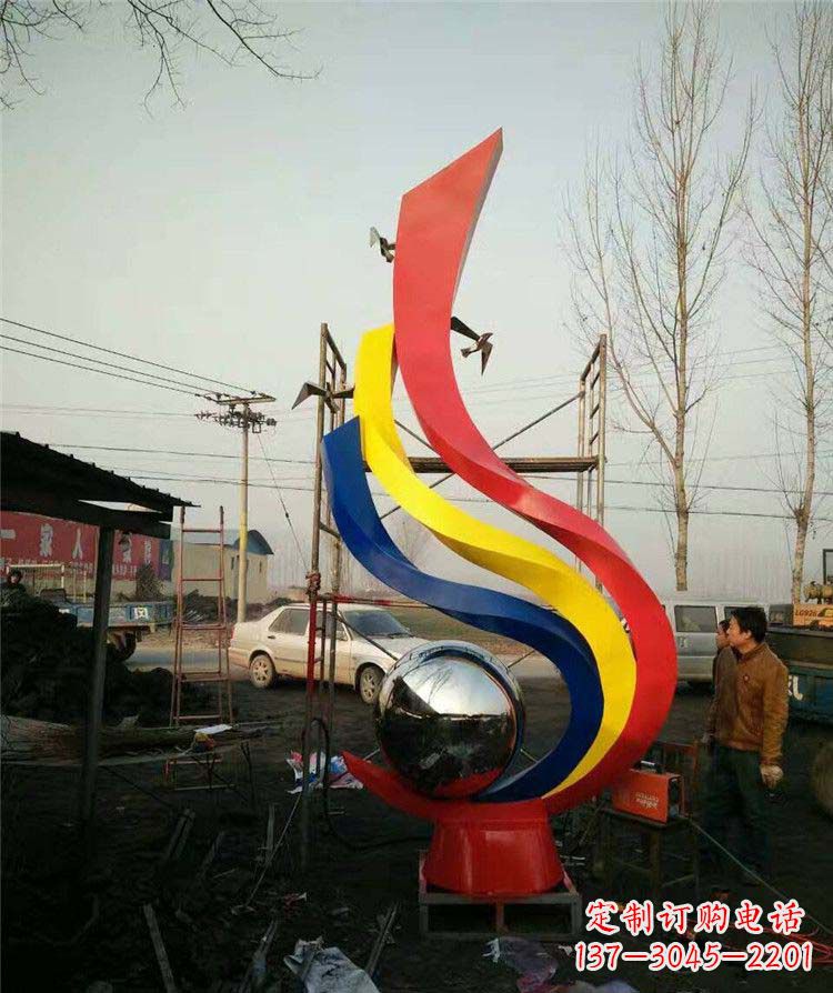 贵州广场不锈钢彩色抽象凤凰雕塑
