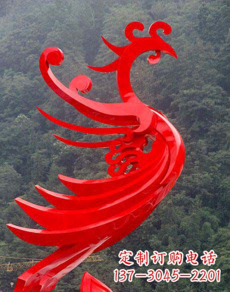 贵州广场不锈钢彩色凤凰雕塑