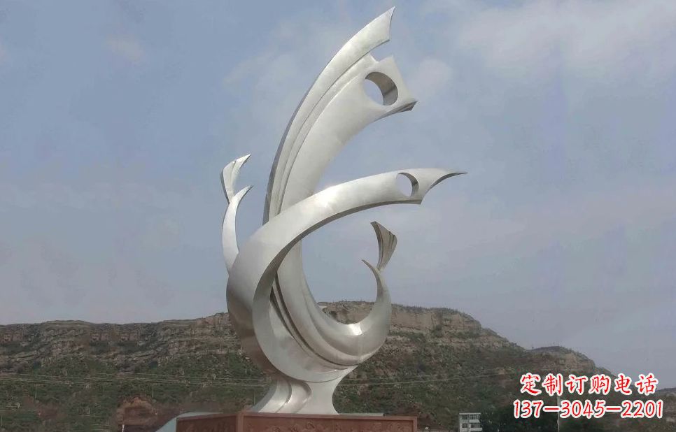 贵州广场不锈钢抽象凤凰雕塑 (5)