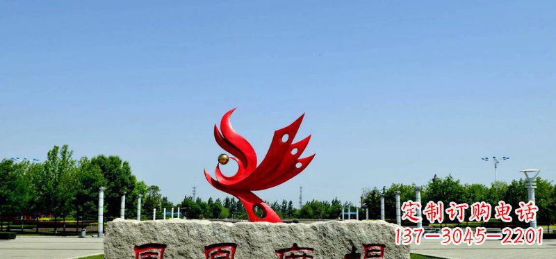 贵州广场不锈钢抽象凤凰雕塑 (3)