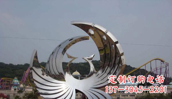 贵州广场不锈钢抽象凤凰雕塑 (2)