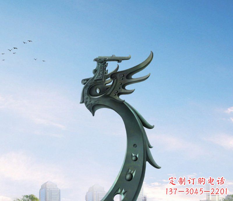 贵州广场不锈钢抽象凤凰雕塑 (6)