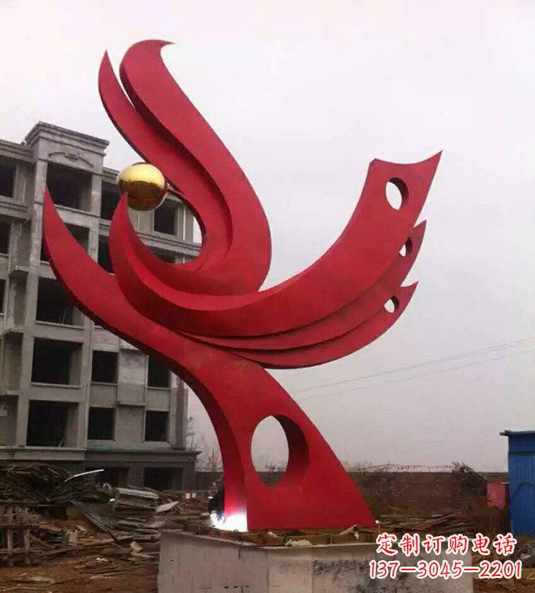 贵州广场不锈钢抽象凤凰雕塑_1