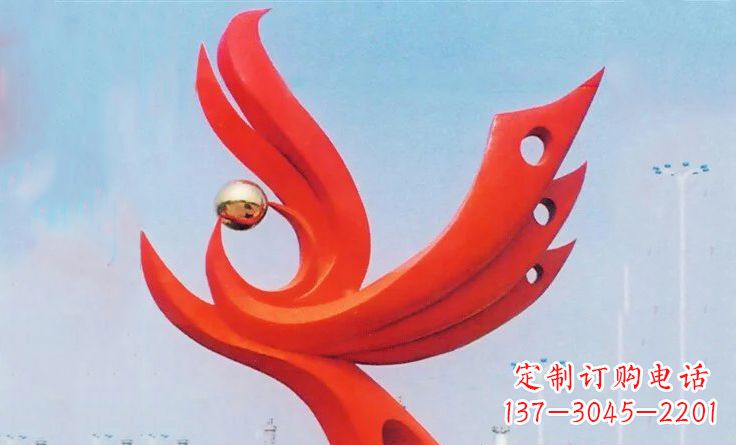贵州广场不锈钢抽象凤凰雕塑_2