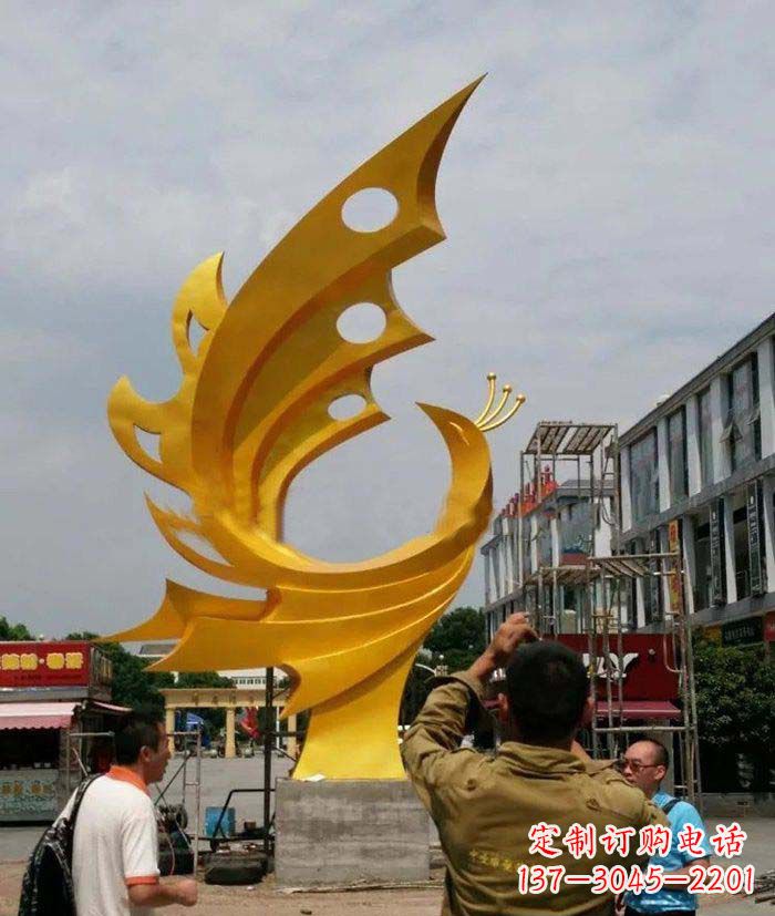 贵州广场不锈钢抽象凤凰雕塑1