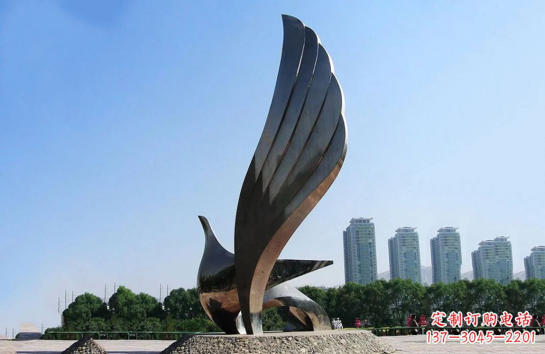 贵州中领雕塑:不锈钢抽象鸽子雕塑