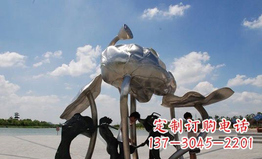 贵州广场不锈钢抽象莲花莲叶雕塑