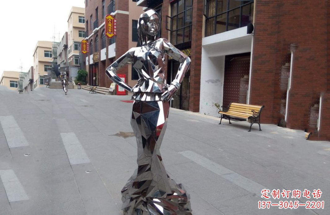贵州广场不锈钢抽象美女雕塑