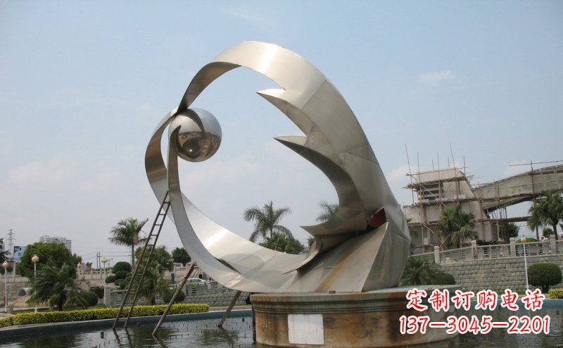 贵州广场不锈钢抽象喷泉雕塑