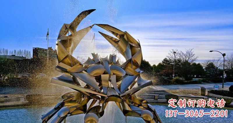贵州广场不锈钢抽象螃蟹喷泉景观雕塑