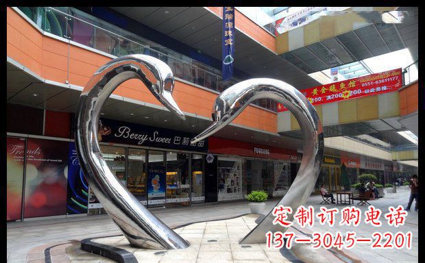 贵州中领雕塑:精美的不锈钢抽象天鹅雕塑