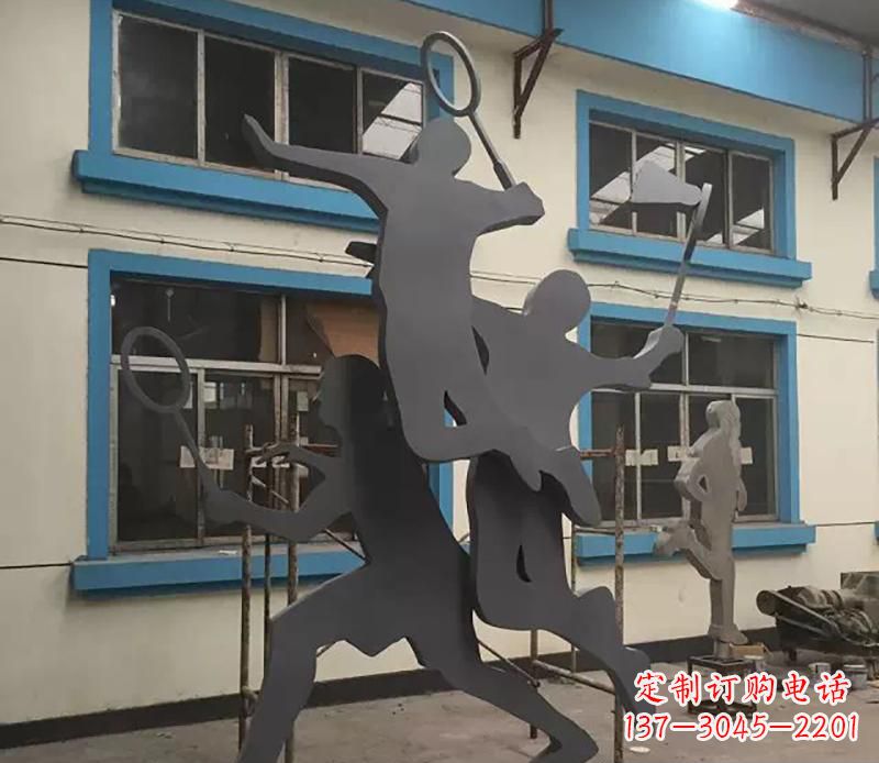 贵州广场不锈钢打羽毛球雕塑