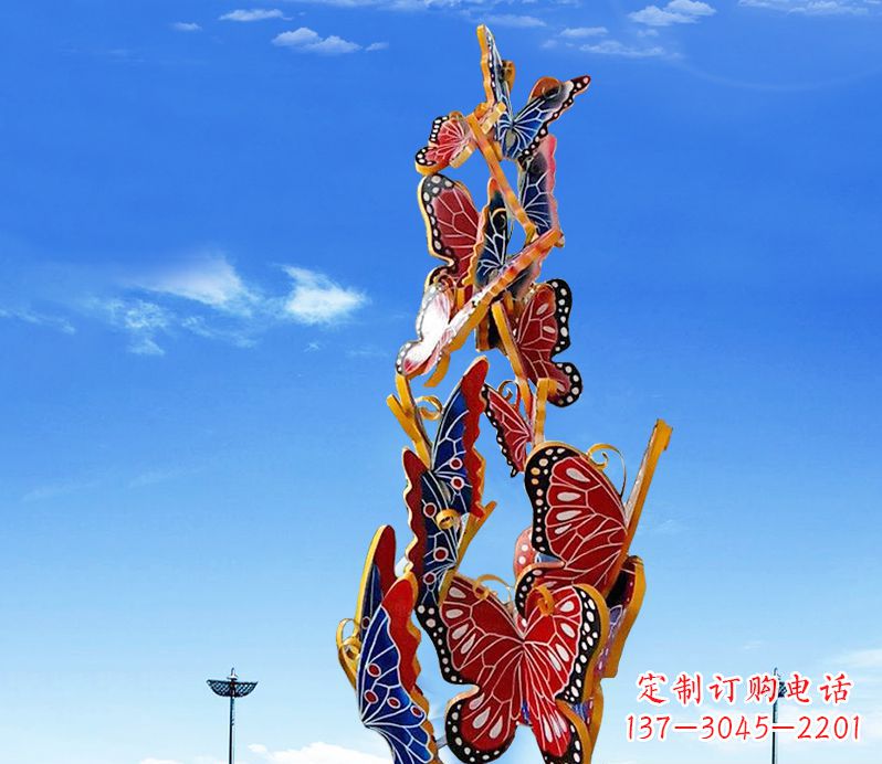 贵州广场不锈钢大型彩绘蝴蝶雕塑
