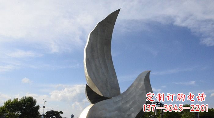 贵州广场不锈钢大型抽象和平鸽雕塑