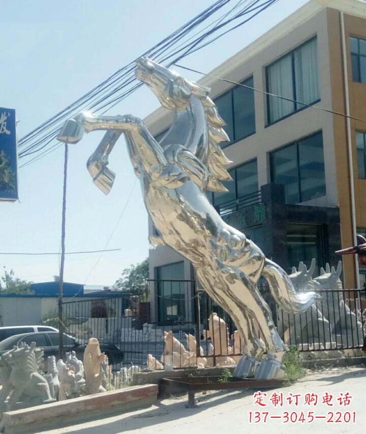 贵州广场不锈钢大型立马动物雕塑
