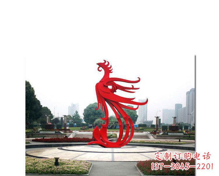 贵州古韵雕塑：不锈钢飞翔凤凰雕塑