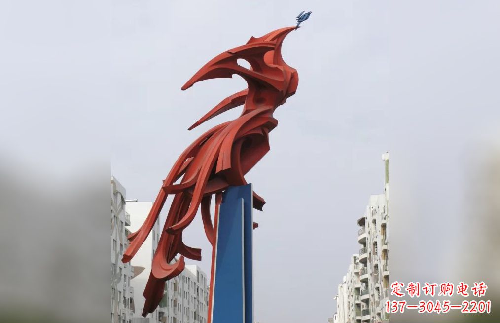 贵州广场不锈钢凤凰抽象雕塑